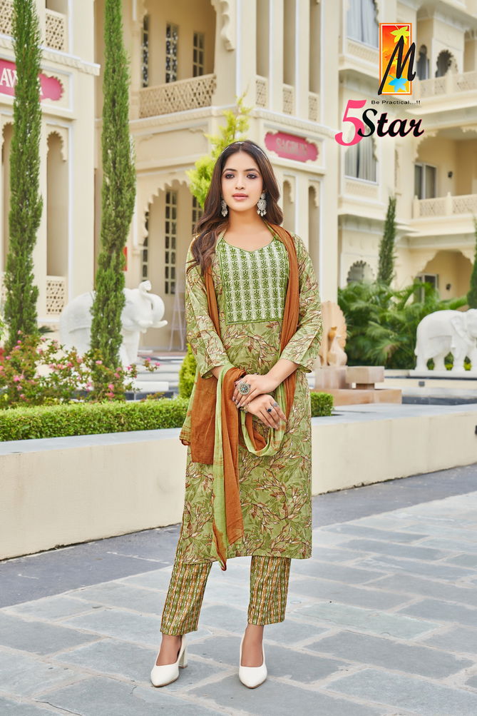 5 Star By master Capsule Foil Printed Kurti With Bottom Dupatta Wholesale Price In Surat